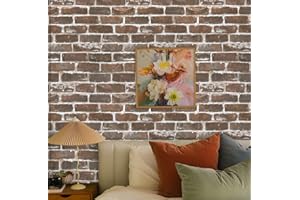 Timeet Rustic Brown Brick Wallpaper Peel and Stick Wallpaper Brick Self Adhesive Wallpaper 17.7"×236" Brick Textured Wallpaper Vinyl Waterproof Vintage Wallpaper Living Room Bedroom Decor
