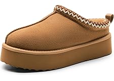 DREAM PAIRS Women's Slippers for Women Genuine Suede Platform Fuzzy Cozy Slippers Women's Mini Boots Winter Fluffy Warm Comfy