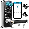 OLUMAT Smart Lock with Handle: Wi-Fi Keyless Entry Door Lock - Smart Locks for Front Door - Biometric Fingerprint Door Lock - Smart Door Lock with Keypad - Garage Door with App Control - Auto Lock