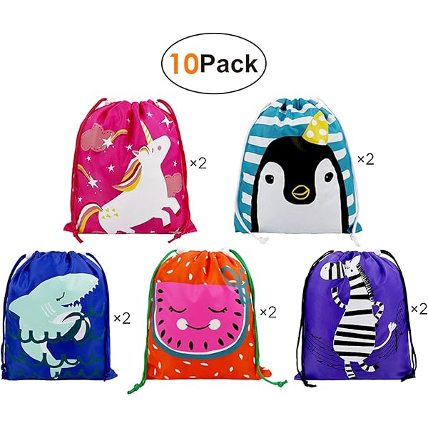 Beegreen Party Favors Bags 10 Pack 5 Designs Cartoon Gift Candy Drawstring Bags Pouch Treat Goodie Bags Kids Girls Boys Birthday Amazon Com Au Fashion