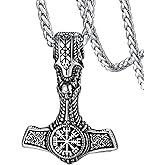 FaithHeart Viking Thor's Hammer Talisman Necklace for Men, Vintage Norse Mjolnir Amulet Pendant with Sturdy Wheat Chain, Stainless Steel Jewelry (Gift Box)