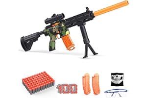 AUSTRAES Manual Toy Gun Kids, Toy Foam Blasters Guns with 100 Soft Bullets 2 Magazines, Sniper Rifle with Scope, Tactical Face Towel