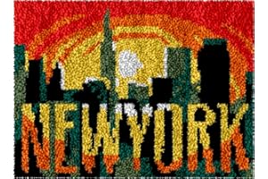 Numptain Latch Hook Kits for Adults,DIY Rug Kits Carpet Embroidery Sofa Cushion New York Pattern Color Printed Canvas,Beginners Handmade Needlework Crafts Home Decoration,20.5"x15"