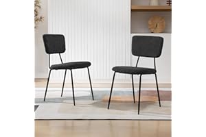 BACYION Modern Dining Chairs Set of 2 - Modern Boucle Kitchen Chairs with Black Metal Legs, Upholstered Accent Chair for Kitchen Dining Room Living Room, Black