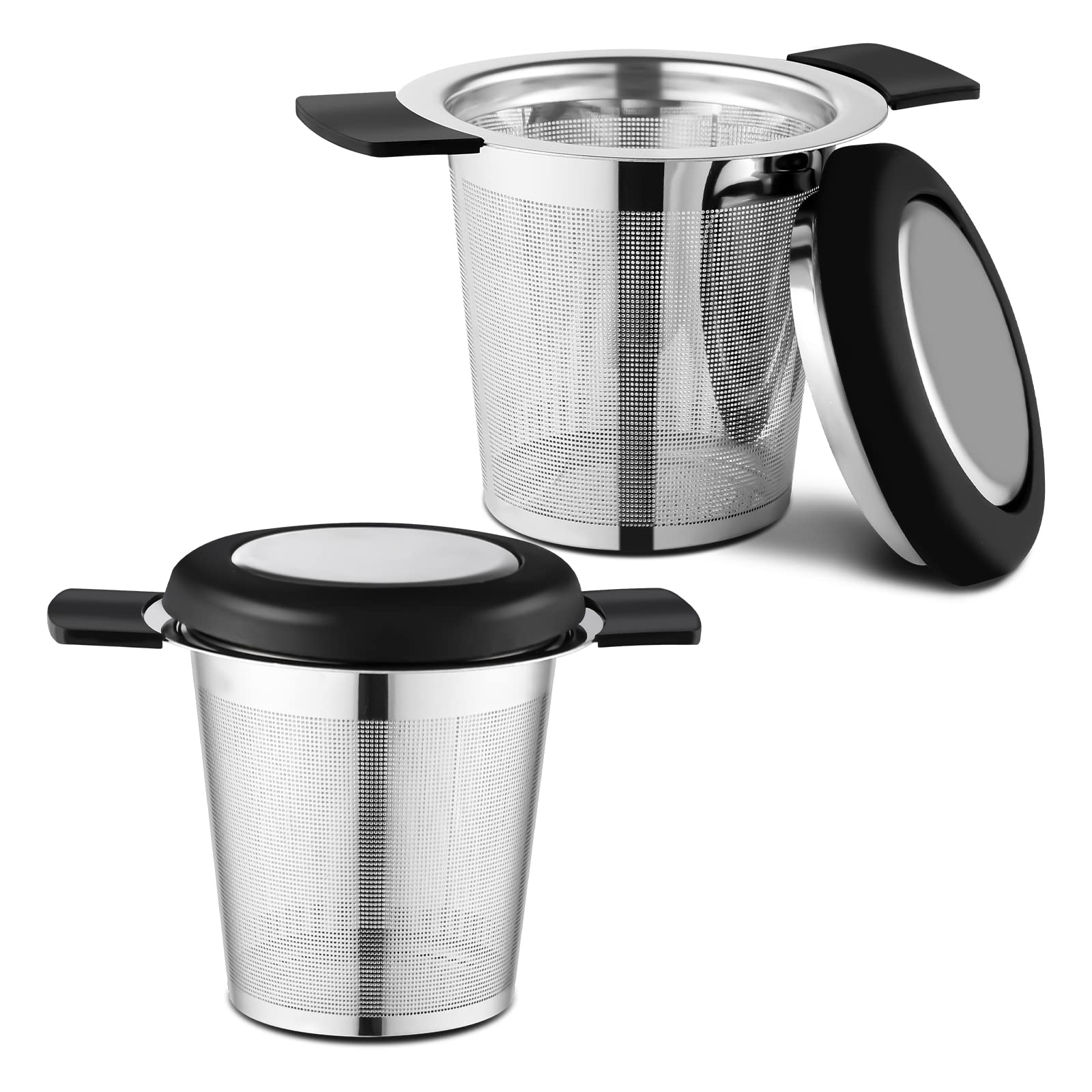 Photo 1 of 2 Pack Tea Strainers for Loose Tea Stainless Steel Fine Mesh Steeper & Infuser with Large Capacity Tea Diffuser Basket and Lid Fits for Cup