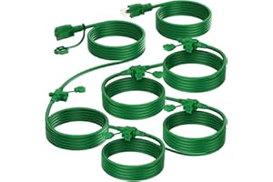 K KASONIC - Outdoor Extension Cord 50 FT, Evenly Spaced 6 Outlets Plugs, 16/3 SJTW Weatherproof Multiple Outlets Wire for Landscaping Light, Holiday Decoration and Christmas, ETL Listed, Green