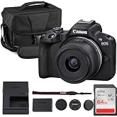 Canon EOS R50 Mirrorless Camera with 18-45mm Lens (5811C012) Bundle | For Photography & Video | APS-C Mirrorless Camera | 4K 