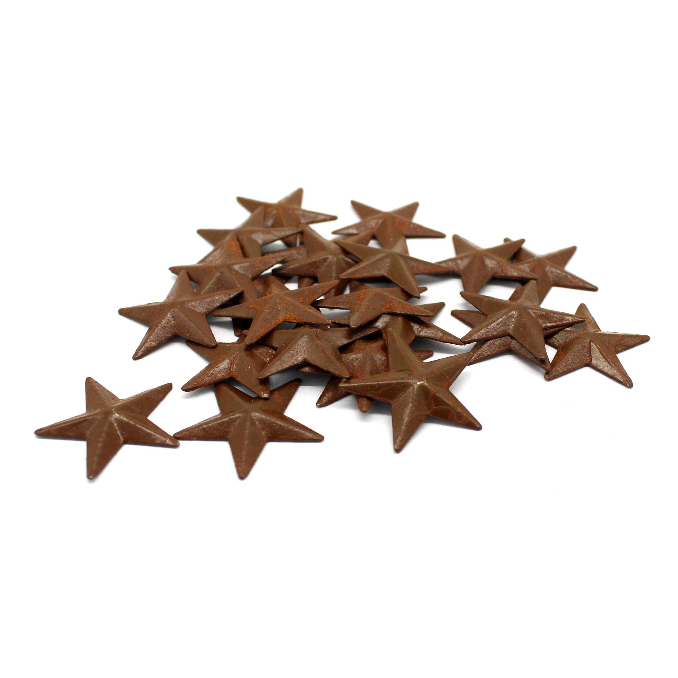 CVHOMEDECO. Primitives Rustic Country Décor. Rusty Mini Metal Barn Star Home Decorative Accents, 1-Inch, Set of 24 (Rusty-24 Pieces)