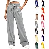 Women's Wide Leg Sweatpants Fleece Lined Baggy Sweat Pants Lounge Fashion Clothing Athletic Joggers with Pockets