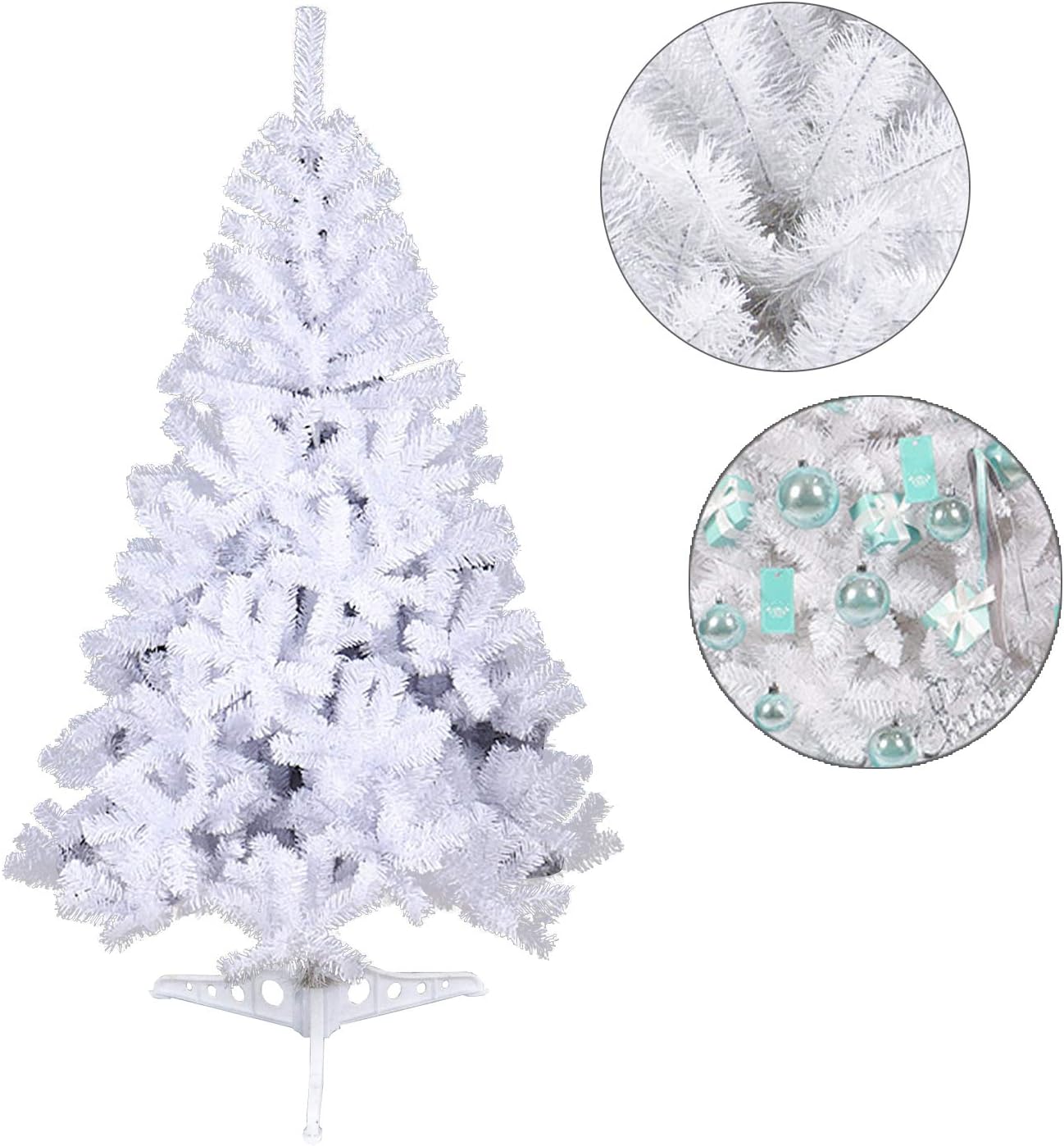 wolketon Christmas Tree 4FT White Realistic Natural Branches Pine Christmas Tree Artificial Fire Retardant