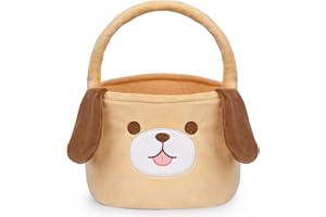JIZWPOOM Easter Baskets for Kids,Labrador Easter Basket with Handle,Soft Easter Basket,Cute Easter Basket for Easter Egg Hunt Party Favor,Easter Gifts for Kids Boys and Girl