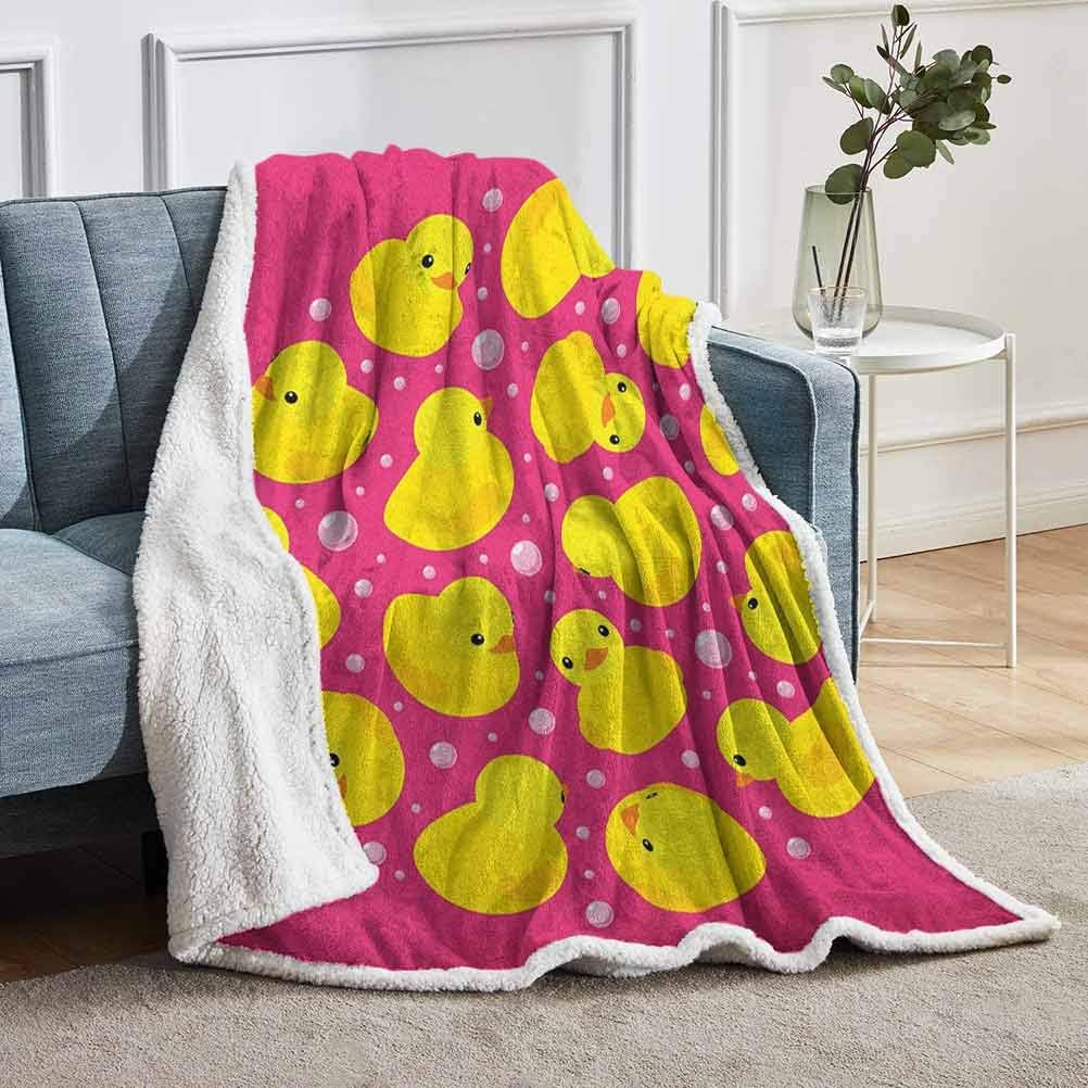 YUAZHOQI Rubber Duck Decorative Throw Blanket, Fun Baby Duckies Circle