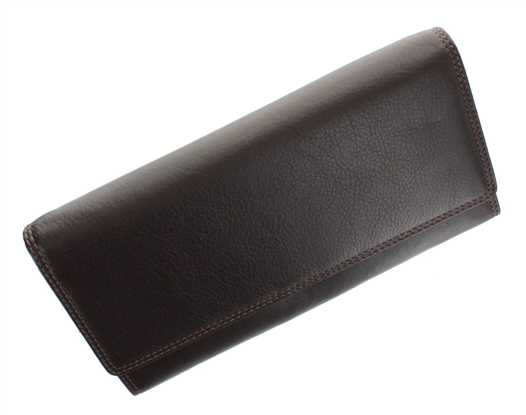 VISCONTI Heritage Collection Buckingham Leather Flap Over Purse RFID Blocking HT35 Chocolate
