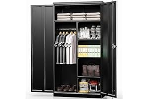 INTERGREAT Metal Storage Cabinet on Wheels,White 72” Rolling Steel Storage Cabinet with Locking Doors and 4 Adjustable Shelves, Utility Storage Locker Cabinet for Home, Kitchen, Laundry Room, Bedroom