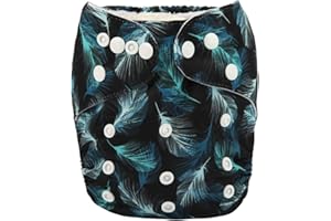 Sigzagor Baby Pocket Diaper Nappy Reusable Washable 8lbs to 36lbs (Blue Feather Down)