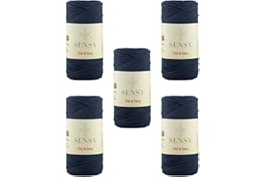 S SENSY 5 Skeins of Sensy Premium Chic & Easy 1.5mm 218 Yards 50% Cotton 50% Polyester Rope Crochet Bag Cord Crochet Thread (Navy Blue)
