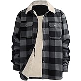 Gary Com Mens Flannel Jacket Sherpa Lined Plaid Heavyweight Fleece Shacket Casual Long Sleeve Warm Winter Outwear