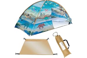 KB Mlotek Dinosaur Twin Bed Tent for Kids Indoor Fort - Magical Dream Tents for Boys Pop Up Toddler Bed Canopy for Girls Bunk Bed Tent for Top Bunk - Sensory Sleep Pod for Kids Educational