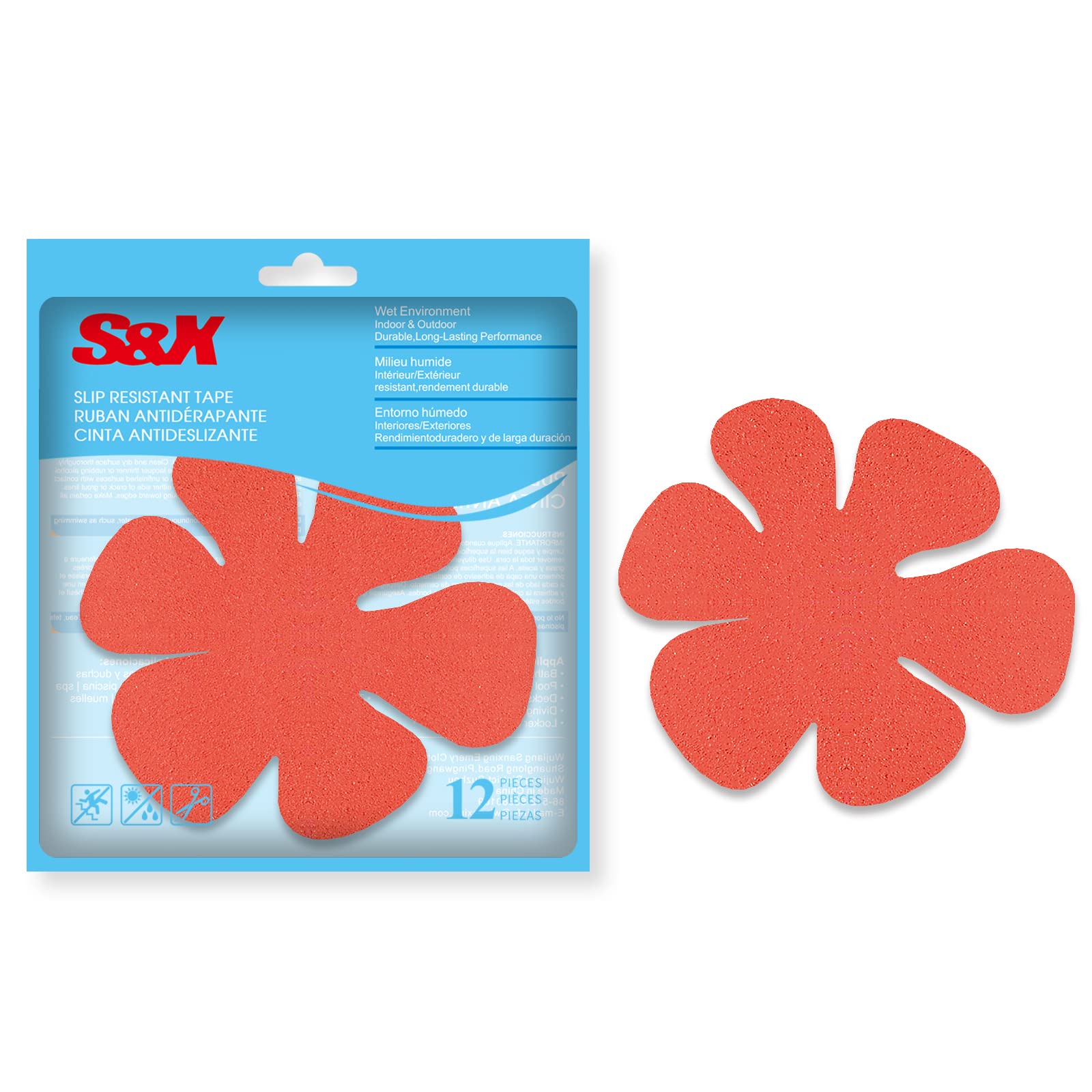 S&X Non Slip Bath Stickers,Pack of 12 PCS Lucky Flower Shower Floor Anti Slip Stickers –Comfortable Grip On Slipper Surfaces