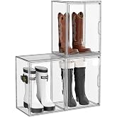 ZHAIXIAONIAN Boot Storage Organizer Tall Boots Boxes 3 Pack Clear Plastic Stackable Boot Organizers and Storage, Shoe Organizer Box, Shoe Bin Container, Acrylic Display Case for Entryway, Closet