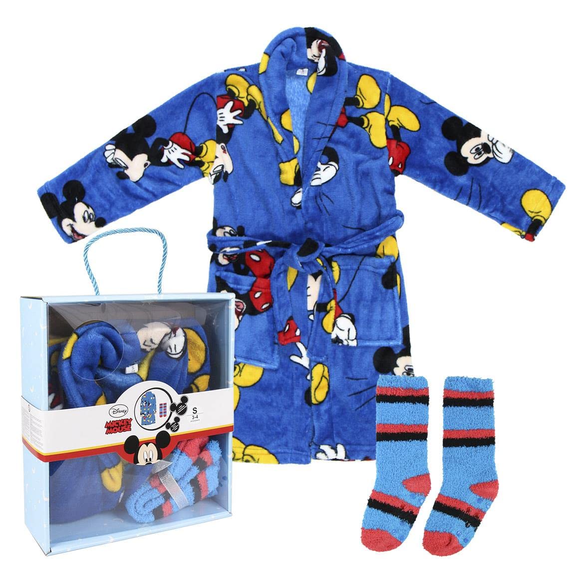 Artesanía Cerdá CRD-2200003635-M: 05/06 YEARS-PEARL Mickey Robe T5-6 and Soft Socks Blue
