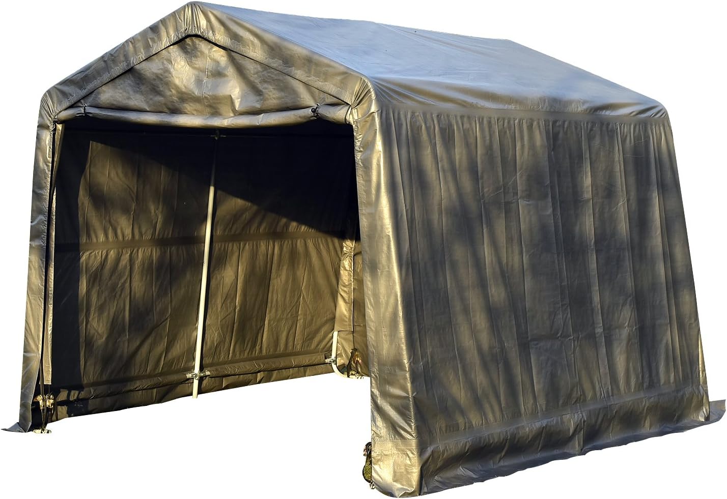 Sliverylake Auto Storage Shelter Car Garage Steel Carport Canopy Tent (10×10×8ft, Gray)
