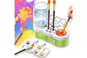 BOAN 2025 Upgraded Paint Brush Cleaner Tool – All-in-One Paint Brush Washer, Rinse Cup, Holder, and Palette for Artists Beginners | Ideal Art Supplies for Watercolor & Acrylic Painting(Green)