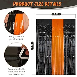 PIGETALE 2 Pack Black and Orange Tinsel Foil Fringe