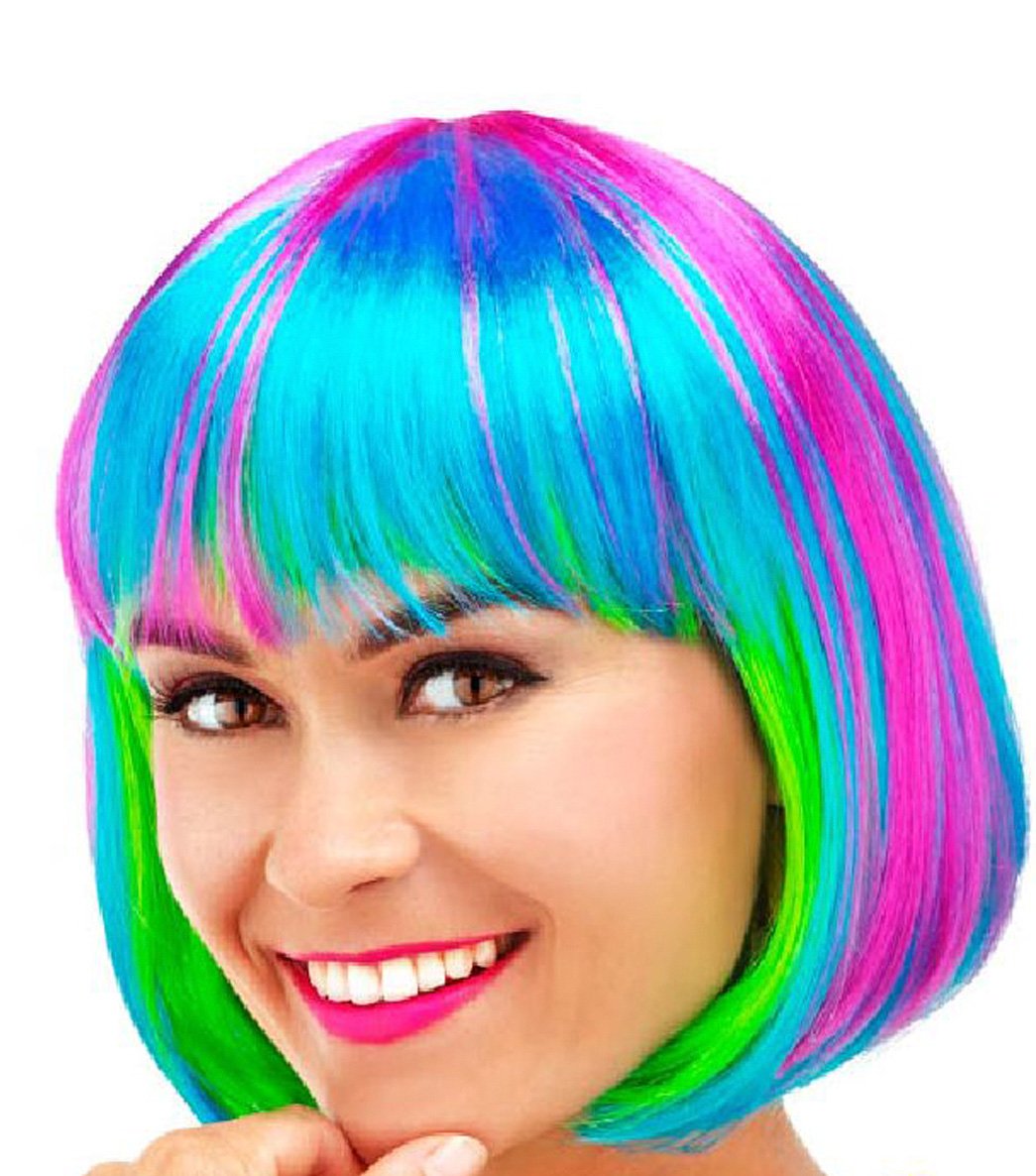 Folat 26692 Bob Wig Rainbow, Multi Colors, One Size
