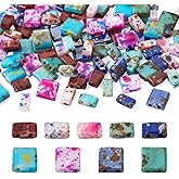 Pandahall 180pcs Opaque Glass Tila Beads 9 Colors 2-Hole Square Rectangle Seed Beads for DIY Bracelet Pendant Necklace Earring Jewelry Making