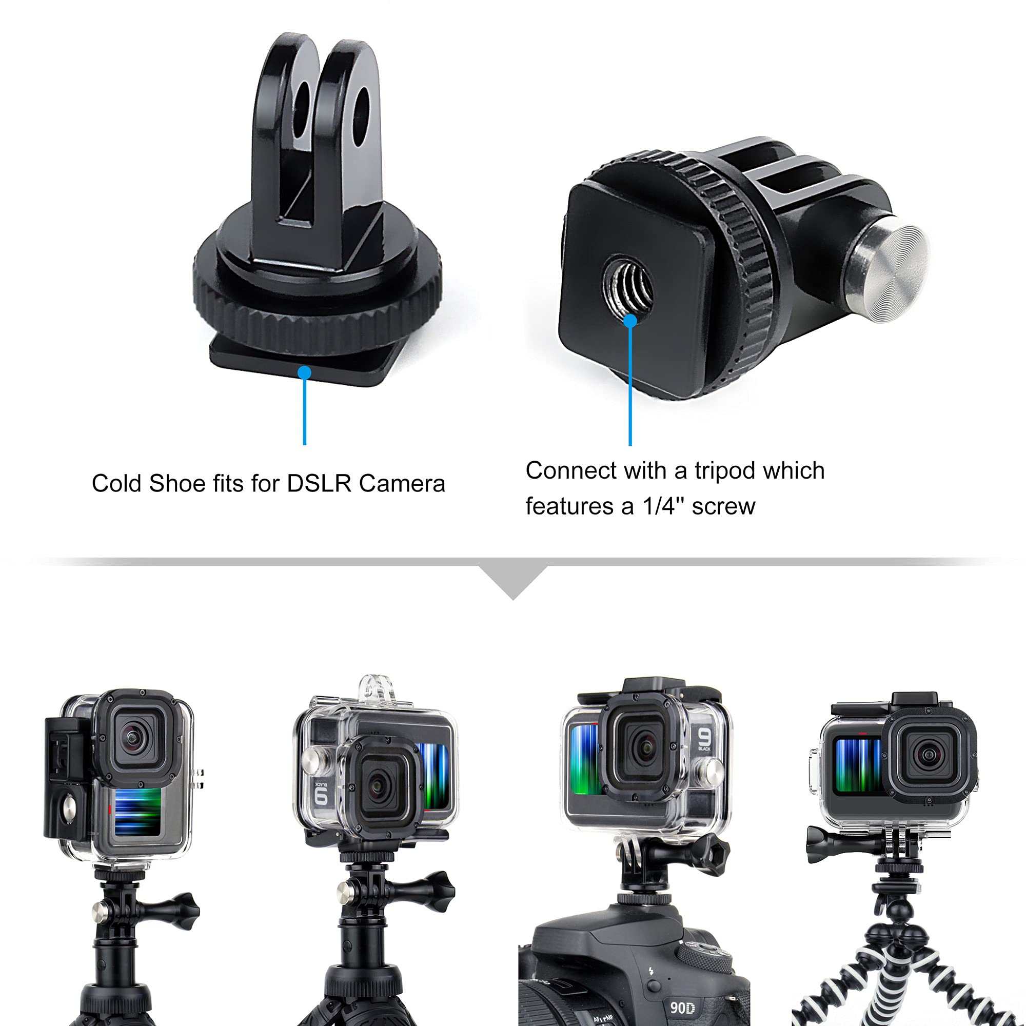 Waterproof Case with Dive Filters for GoPro Hero 13 12 11 10 9 Black, 60M Underwater Protective Dive Housing Case with Red, Snorkel, Magenta, 5X Close-up Macro Filters