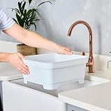 Minky 11L Washing Up Bowl with Plug & Strainer Speckled White UK Made view 5