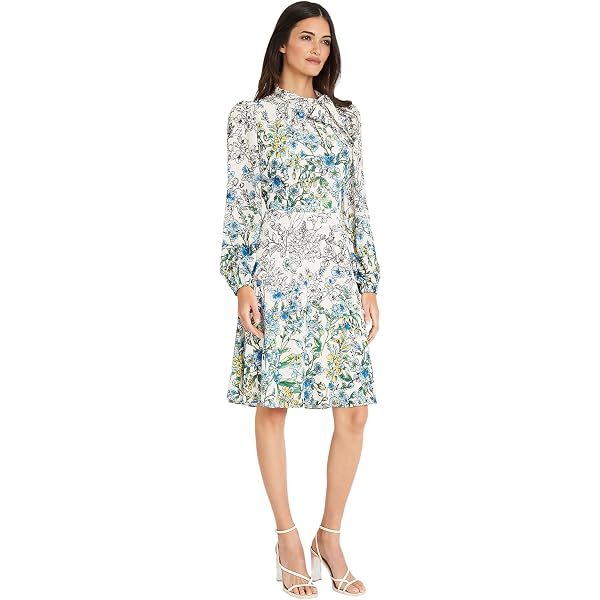 Stella Parker Women's 3/4 Sleeve Yoke Neck UPF Dress - Tropical Print, Polyester/Spandex, Machine Washable - View #5
