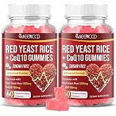 MEENCCD 2 Pack Red Yeast Rice with CoQ10 Gummies, Red Yeast Rice Supplement with Coenzyme Q10 for Overall Well-Being, Sugar Free, Vegan, Raspberry Flavor, 120 Count