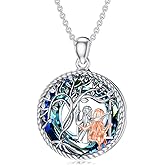 925 Sterling Silver 2 Sister Necklace Tree of Life Sisters Pendant Necklace with Austrian Crystal, Christmas Birthday Family Jewelry Gifts for Sister Friend Women, 18+2 Inches