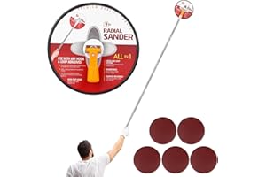 BSDONTE 9 Inch Drywall Pole Sander, Circular Sander with 53 Inch Adjustable Extension Pole, Manual Hand Drywall Sander for Walls, Includes 5pcs Sanding Sheets (180 Grit)
