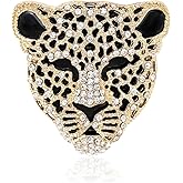 Vintage Shiny Rhinestone Leopard Head Brooches for Women Unisex Animal Pins Casual Accessories Gifts
