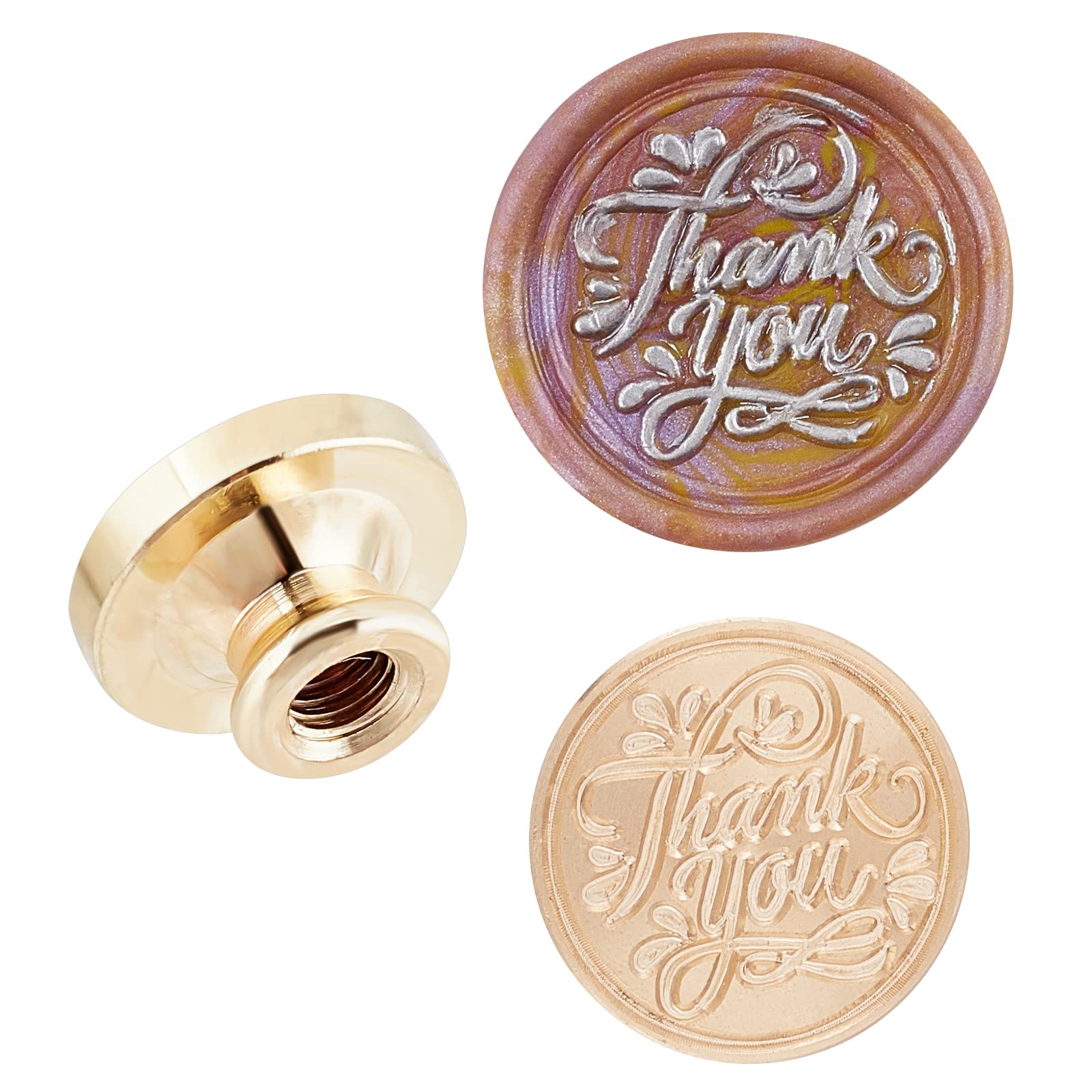 SUPERDANT Thank You Pattern Wax Seal Stamp Head 25mm Removable Brass Head Vintage Sealing Stamp for Embellishment Packing, letters, Envelopes, Greeting Cards