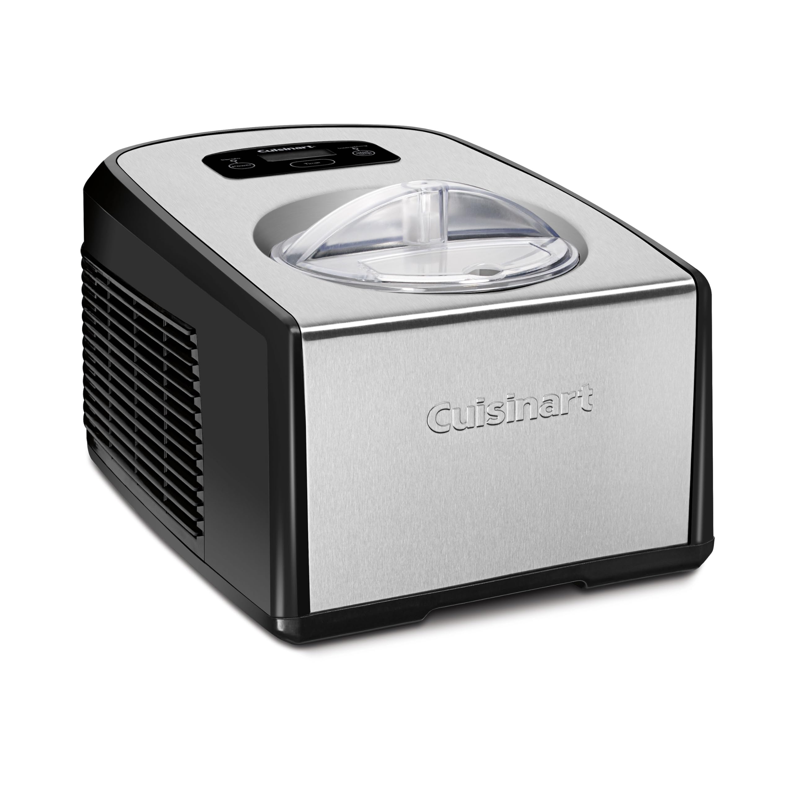 Cuisinart Máquina para hacer helados y helados de 1.5 cuartos, hace yogur helado y sorbete, completamente automática con compresor de calidad comercial y 2 paletas para batir, ICE-100, negro/inoxidable