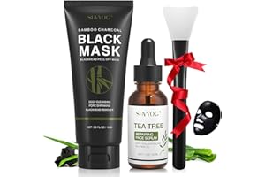 SHVYOG Blackhead Peel Off Face Mask, 3-in-1 Blackhead Remover Mask with Brush & Tea Tree Oil Serum, Charcoal Mask for Deep Cleansing Dirts, Pores, Skin Oil (100g+30ml)