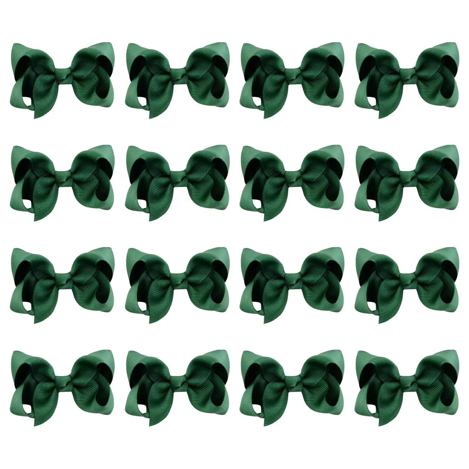 ZOCONE Hair Bows 16 PCS Clips for Girls, Toddlers - School Accessory for Party, Cheerleading, Holiday Gifts (Bottle Green)