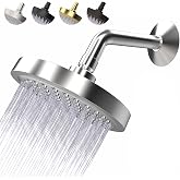 High Pressure Shower Head by Circle Splash -6 inch Chrome fixture-luxury rainfall -detachable water restrictor-tool-free installation with teflon tape