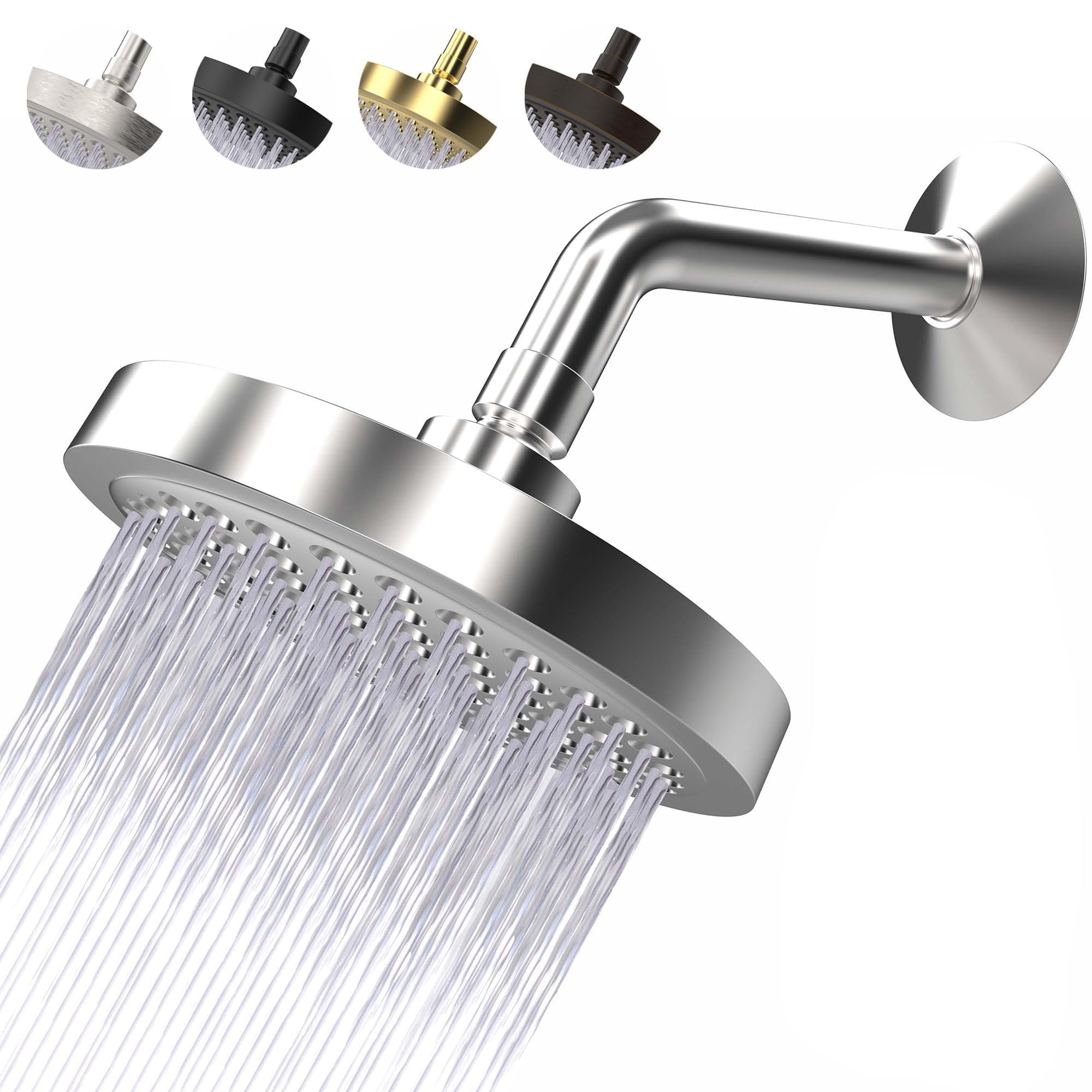 Photo 1 of High Pressure Shower Head - Anti-Clogging Silicone Nozzles - 2.5 GPM Removable Restrictor - Easy to Clean Adjustable Replacement - easy to install with Plumbers Tape - 6 inch - Classic Chrome Finish