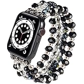 VISOOM Beaded Bracelet Compatible for Apple Watch Band 40mm/38mm/41mm/42mm Series11 10 9 8 7 Se(3 2 1) Series 6/5/4 Women Fashion Cute Handmade Stretchy Watch Strap for iWatch Bands Series 3/2/1