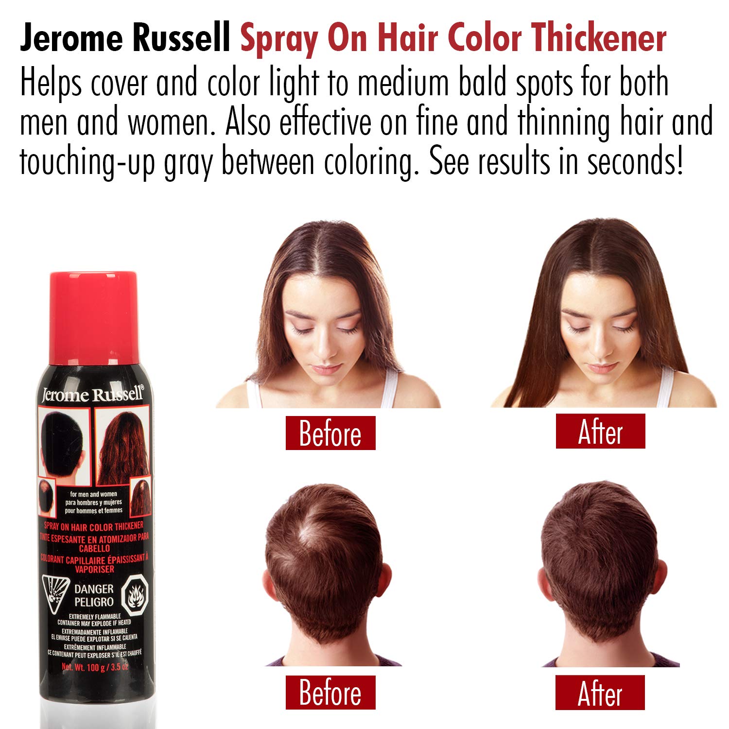 Buy Jerome Russell Spray On Hair Color Thickener 3 5oz Dark