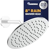 HammerHead Metal Rain Shower Head Large 8 Inch High Pressure Rainfall | Ceiling or Wall Mounted Overhead Showerhead, High Flow for Any Bathroom, 2.5 GPM, Chrome