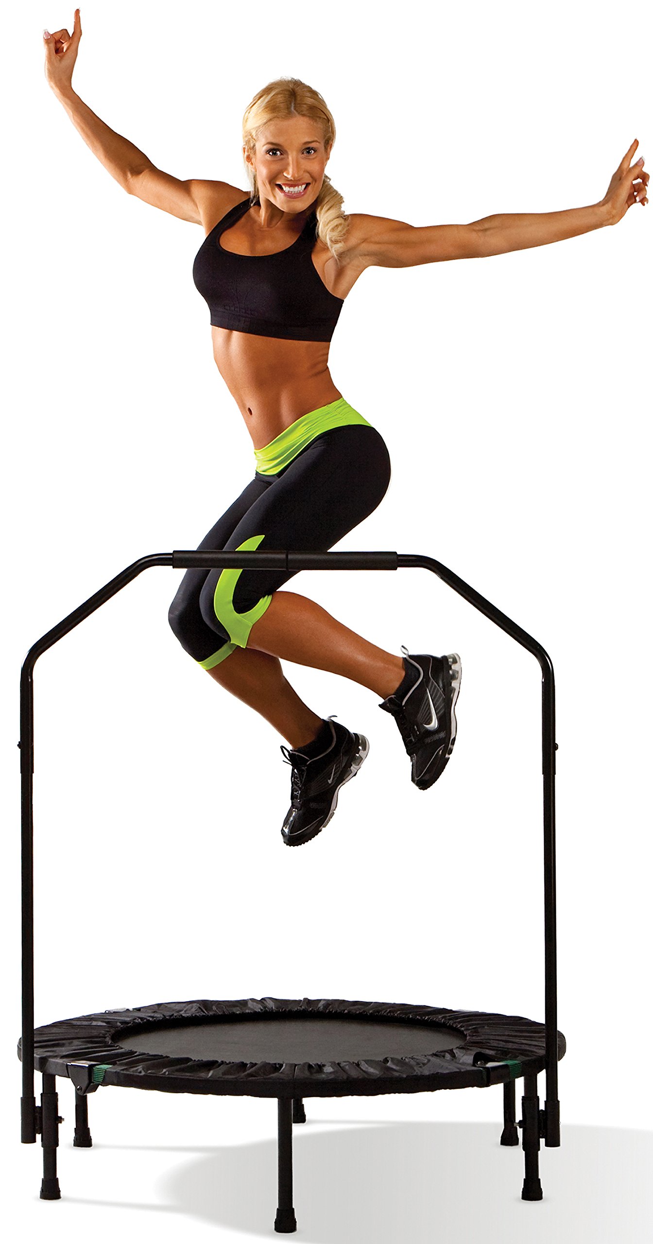 Mini Foldable Trampoline W/ Bar Urban Rebounder Bouncing Exercise For Home Gym eBay