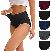 INNERSY Women's High Waisted Underwear Cotton Panties Regular & Plus Size 5-Pack