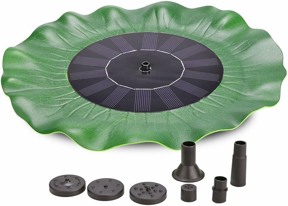 CATNOCT Solar Energy Panel Green Lotus Leaf Pools Decorative Fountain with Micro Brushless Water Pump Submersible for Ponds Fountain Pool Garden 8V 1.4W 200L/h Lift 20in