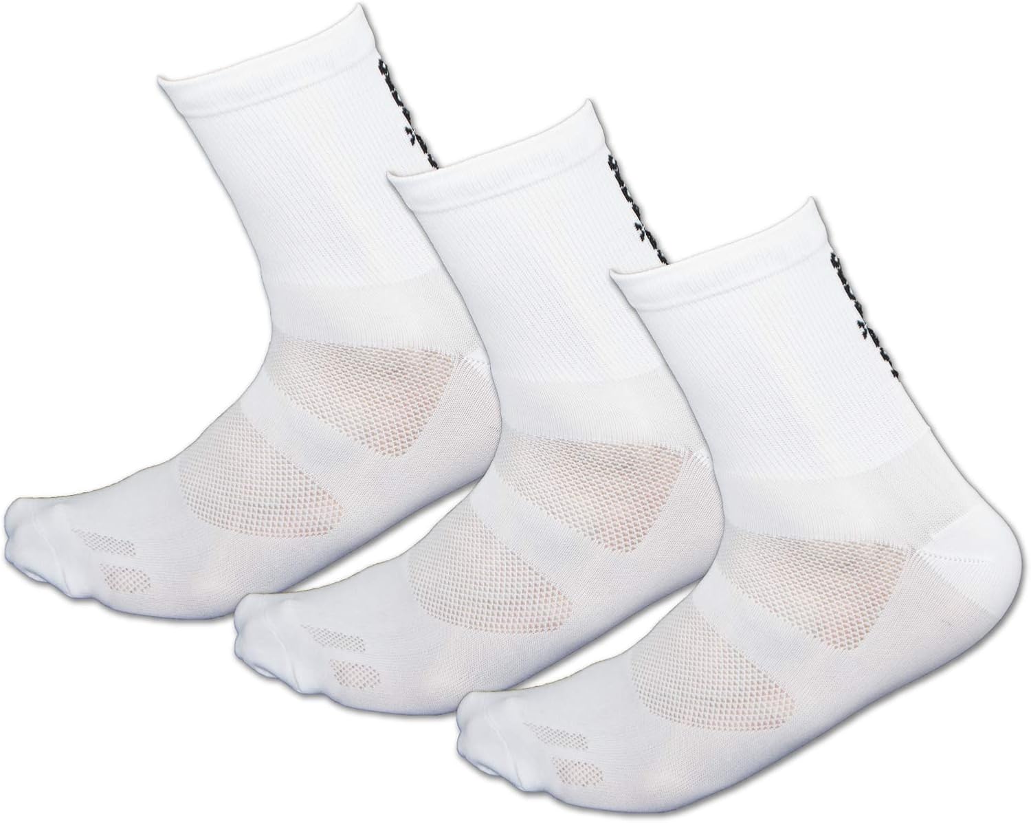 Tommaso Cycling and Spinning Socks Moisture Wicking 3 Pack, White, High Cut, Small 35-38 : Clothing